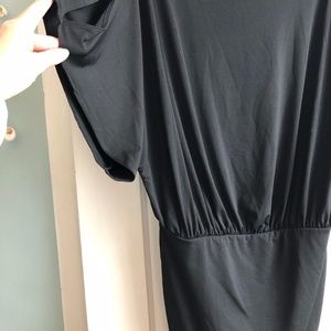 Black dress with short sleeve cold shoulder
